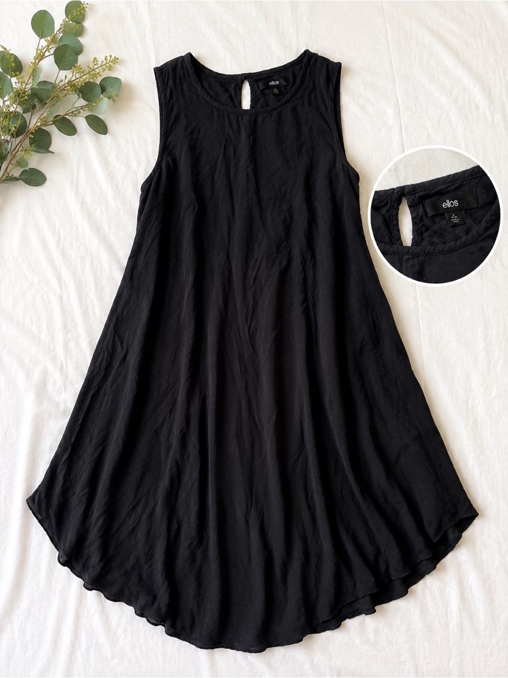 Elos Black Sleeveless Swing Dress